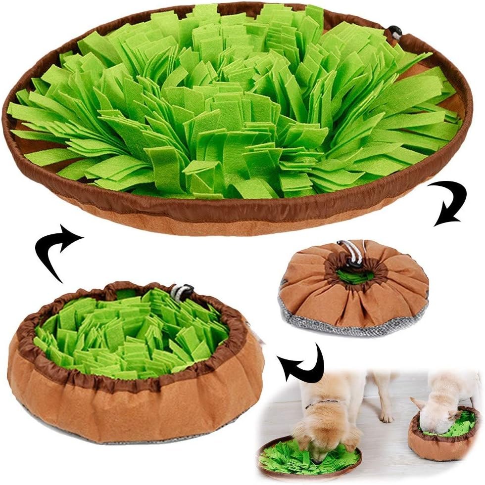 AWOOF Drawstring Snuffle Bowl Mat, Green