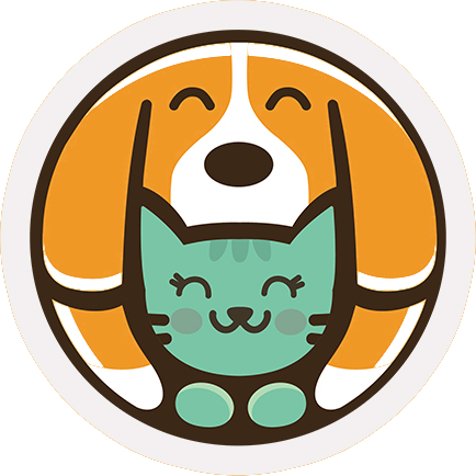The AWOOF mascot: a smiling puppy hugging a mint-green kitten