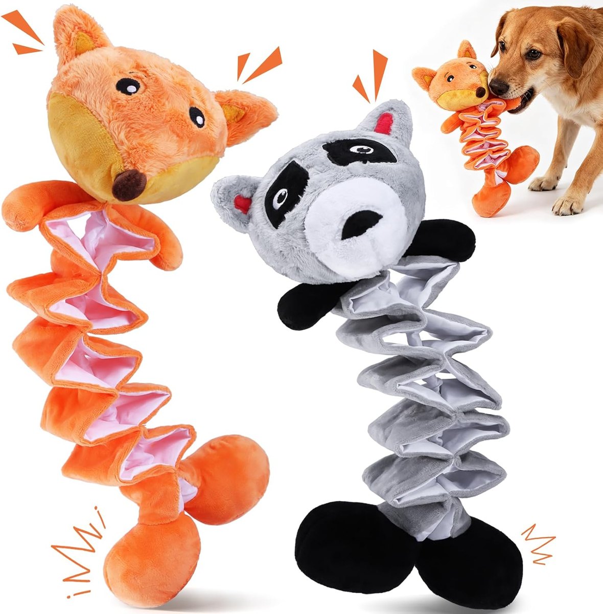 AWOOF No-Stuffing Fox & Raccoon Toys, 2 Pack
