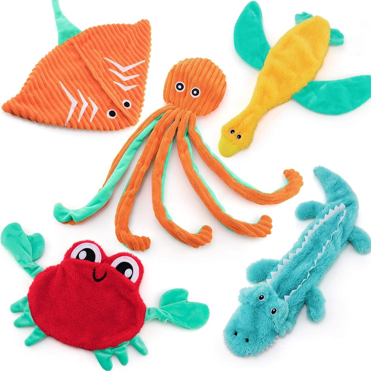 AWOOF No-Stuffing Sea Creature Toys, 5 Pack
